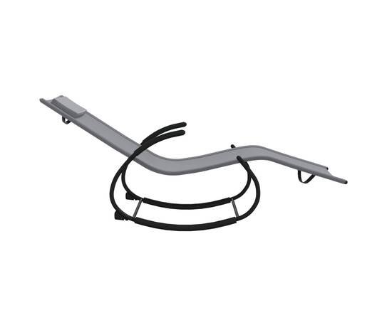 Șezlonguri balansoare, 2 buc., gri, oțel și textilenă, 6 image