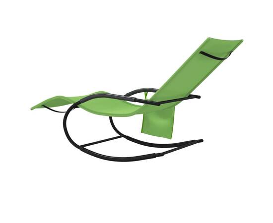 Șezlonguri balansoare, 2 buc., verde, oțel și textilenă, 6 image