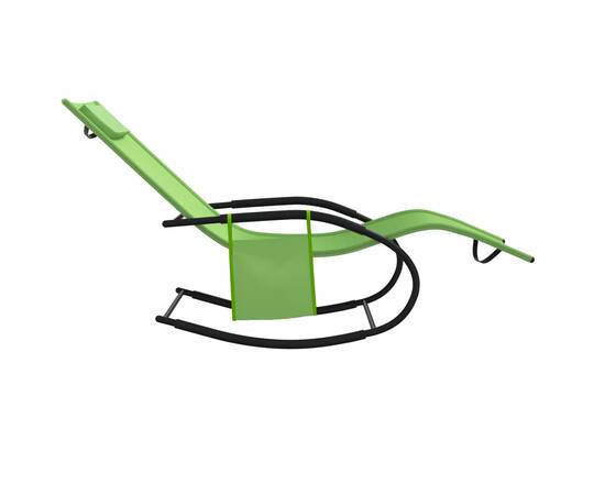 Șezlonguri balansoare, 2 buc., verde, oțel și textilenă, 5 image