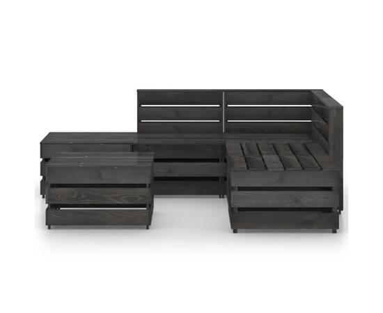 Set mobilier de grădină, 6 piese, gri, lemn de pin tratat, 2 image