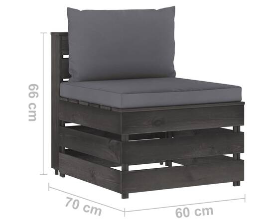 Set mobilier de grădină cu perne, 5 piese, gri, lemn tratat, 10 image