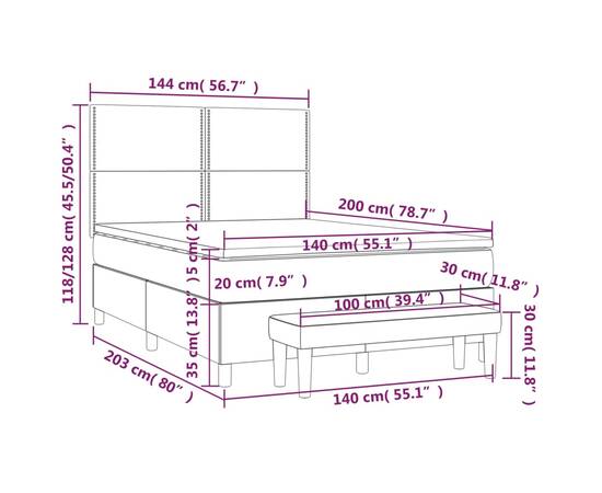 Pat box spring cu saltea, negru, 140x200 cm, textil, 8 image