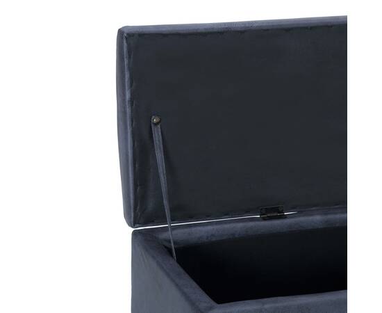 Banchetă cu depozitare, gri, 116 cm, piele întoarsă ecologică, 7 image
