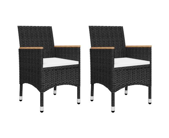 Set mobilier de bistro, 3 piese, negru, poliratan și sticlă, 3 image