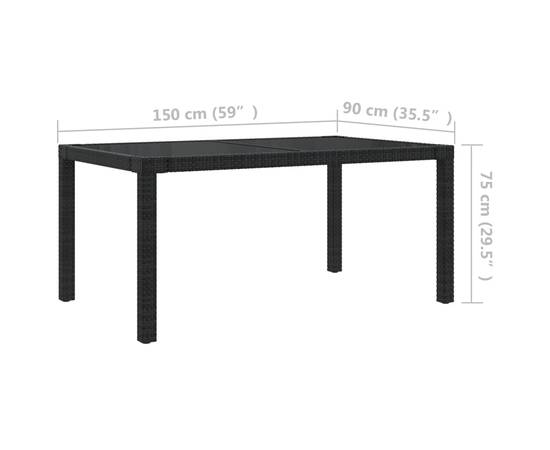 Set mobilier de exterior cu perne, 7 piese, negru, poliratan, 11 image