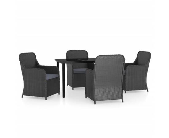 Set mobilier de grădină, cu perne, 5 piese, negru, 2 image