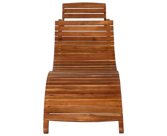 Șezlong cu masă, maro, lemn masiv de acacia, 7 image