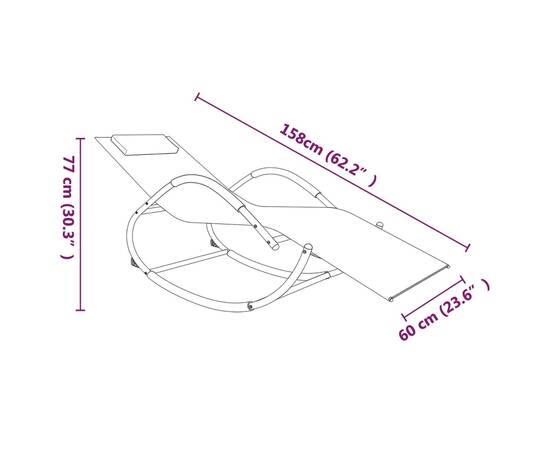 Șezlonguri de plajă balansoar, 2 buc., gri, oțel & textilenă, 7 image