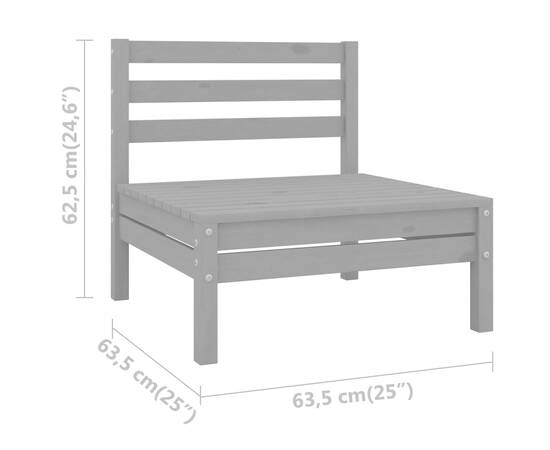 Canapele de mijloc pentru grădină, 4 buc., gri, lemn masiv pin, 6 image