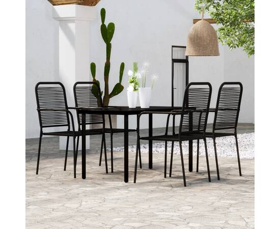 Set de mobilier pentru grădină, 5 piese, negru