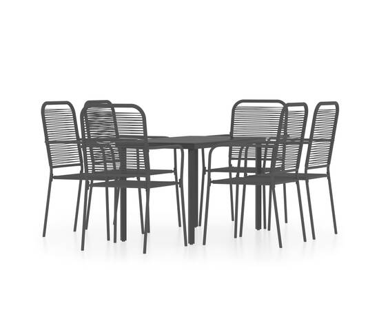 Set de mobilier pentru grădină, 7 piese, negru, 2 image