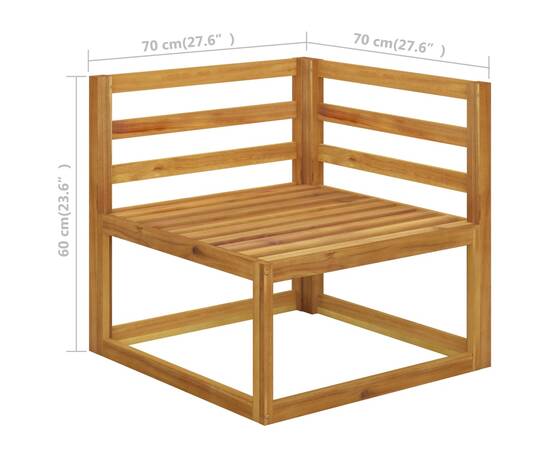 Set mobilier de grădină, 8 piese, perne crem, lemn masiv acacia, 7 image