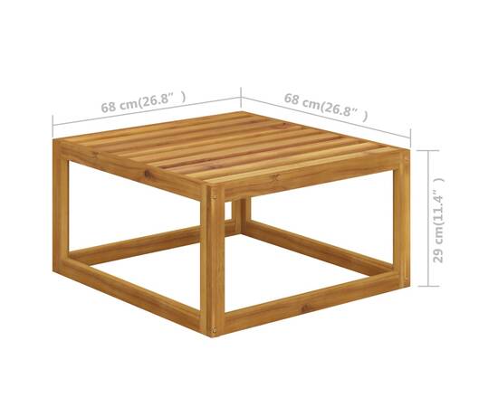 Set mobilier de grădină, 8 piese, perne crem, lemn masiv acacia, 10 image