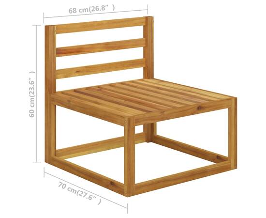 Set mobilier de grădină, 8 piese, perne crem, lemn masiv acacia, 9 image