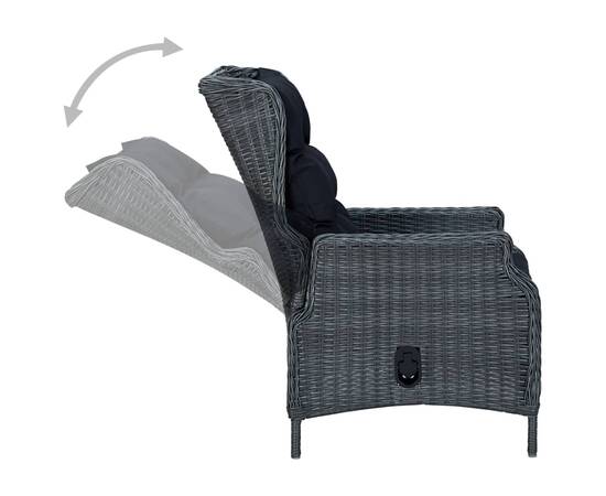 Set mobilier pentru grădină, 3 piese, gri închis, 9 image