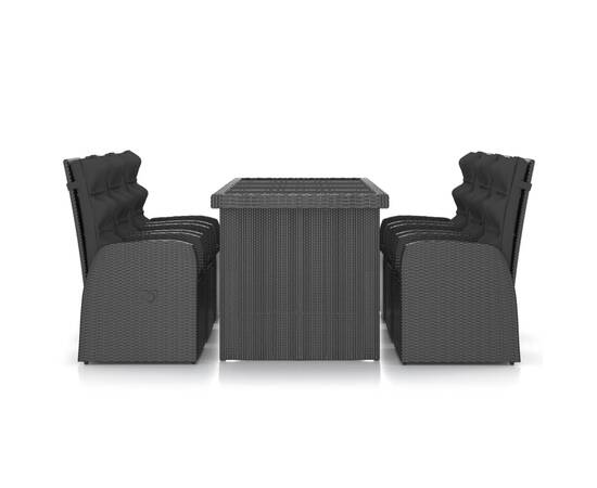 Set mobilier de exterior cu perne, 7 piese, negru, poliratan, 3 image