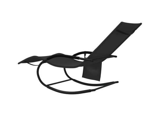 Șezlonguri balansoare, 2 buc., negru, oțel și textilenă, 6 image