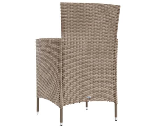 Set mobilier de exterior cu perne, 3 piese, bej, poliratan, 6 image