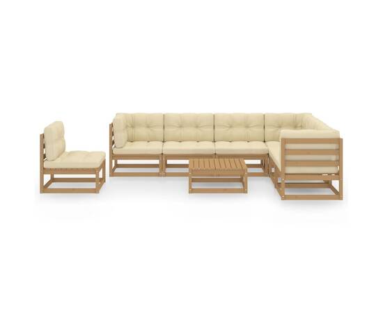 Set mobilier grădină&perne 8 piese, maro miere lemn masiv pin, 2 image