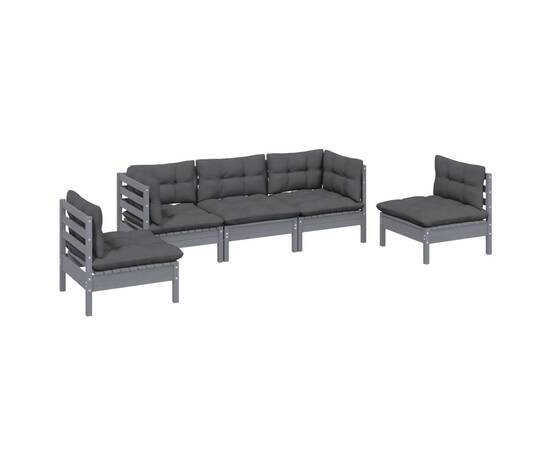 Set mobilier de grădină cu perne, 5 piese, lemn masiv de pin, 3 image