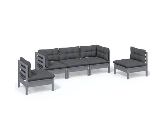 Set mobilier de grădină cu perne, 5 piese, lemn masiv de pin, 2 image