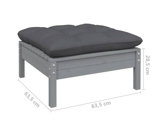 Set mobilier grădină cu perne antracit, 3 piese, lemn de pin, 8 image