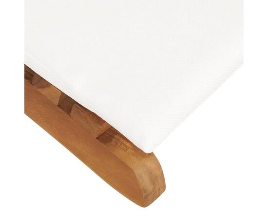 Șezlong pliabil cu pernă alb crem, lemn masiv tec, 6 image