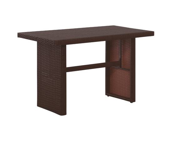 Set mobilier bistro cu perne, 3 piese, maro, poliratan, 4 image