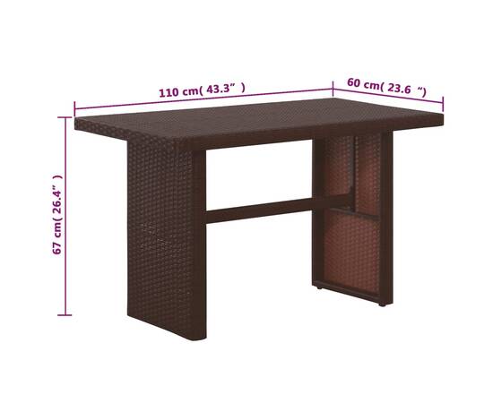 Set mobilier bistro cu perne, 3 piese, maro, poliratan, 6 image