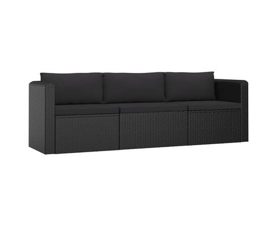 Set mobilier de grădină cu perne, 10 piese, negru, poliratan, 5 image