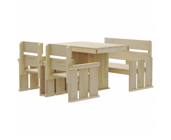 Set mobilier de grădină, 4 piese, lemn de pin tratat, 2 image