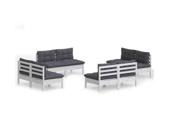 Set mobilier de grădină cu perne, 8 piese, antracit, lemn pin, 2 image