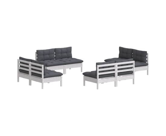 Set mobilier de grădină cu perne, 8 piese, antracit, lemn pin, 3 image