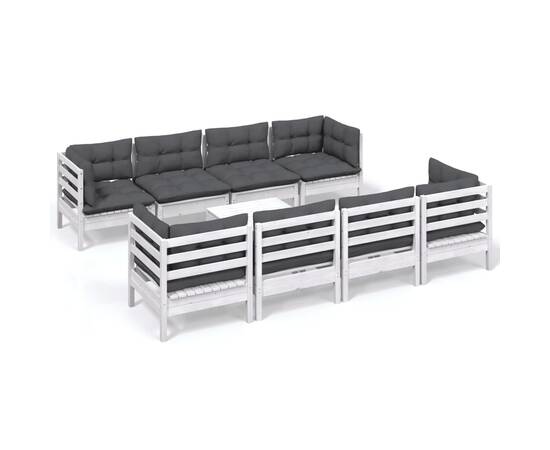 Set mobilier de grădină cu perne, 9 piese, lemn masiv de pin, 2 image