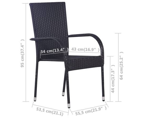 Set mobilier pentru grădină, 7 piese, negru, 9 image