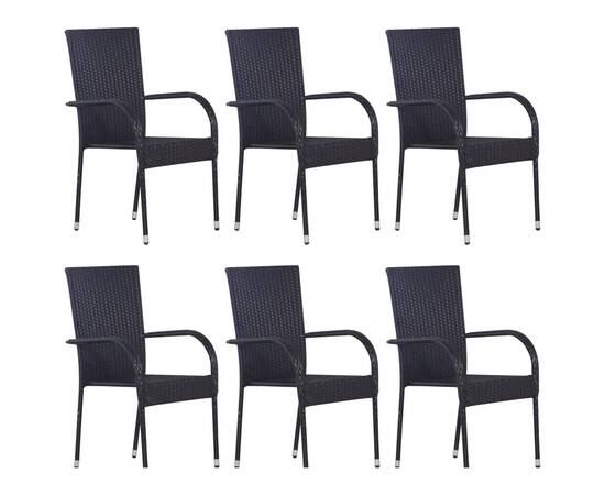 Set mobilier pentru grădină, 7 piese, negru, 5 image