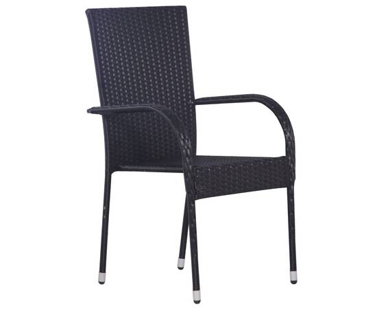 Set mobilier pentru grădină, 7 piese, negru, 6 image