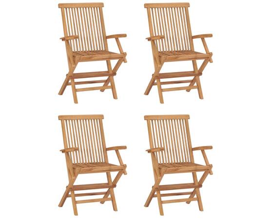 Set de mobilier de exterior pliabil, 5 piese, lemn masiv de tec, 7 image