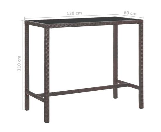 Set mobilier bar de grădină cu perne, 7 piese, maro, poliratan, 10 image