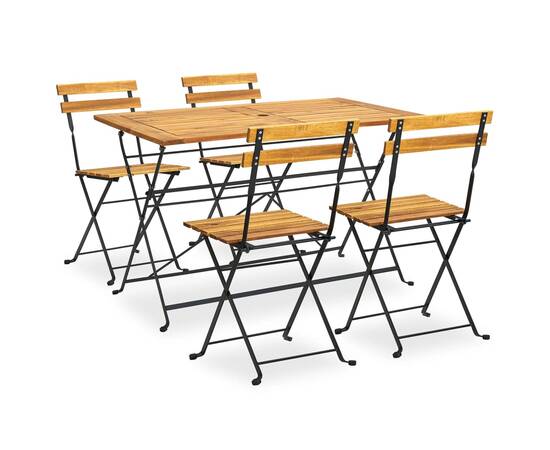 Set mobilier de exterior pliabil, 5 piese, lemn masiv de acacia