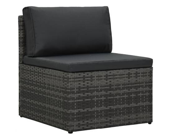 Set mobilier de grădină cu perne, 5 piese, gri, poliratan, 8 image