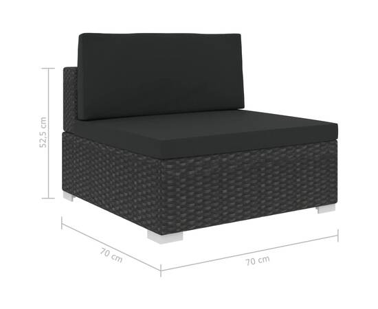 Set mobilier de grădină cu perne, 6 piese, negru, poliratan, 11 image