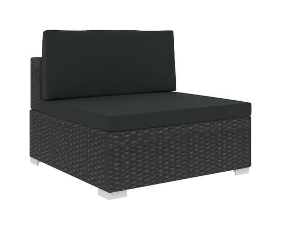 Set mobilier de grădină cu perne, 6 piese, negru, poliratan, 6 image