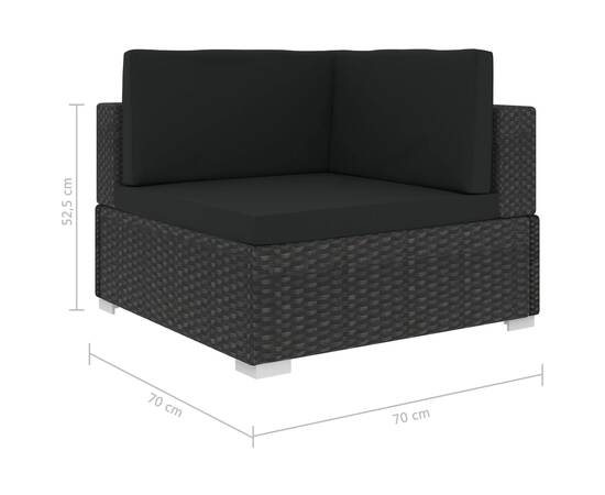 Set mobilier de grădină cu perne, 6 piese, negru, poliratan, 9 image