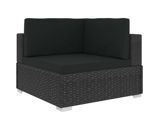 Set mobilier de grădină cu perne, 6 piese, negru, poliratan, 4 image