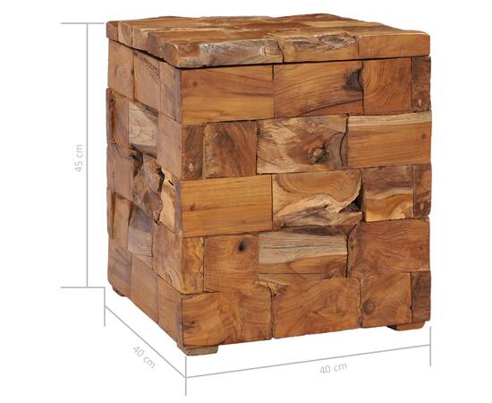 Taburet de depozitare, lemn masiv de tec, 7 image