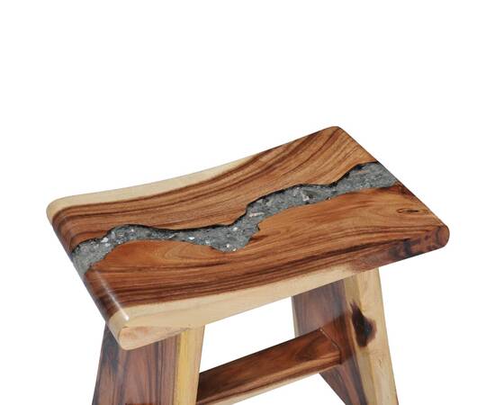 Taburet din lemn masiv de suar și polirășină, 5 image