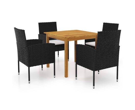 Set mobilier de grădină, 5 piese, negru