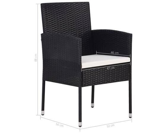 Set mobilier de grădină, 5 piese, negru, 8 image