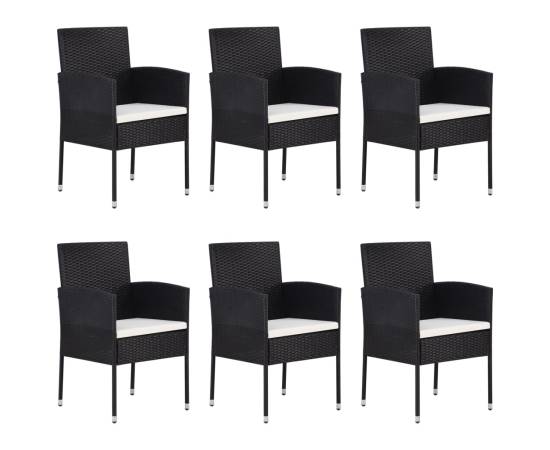 Set mobilier de grădină, 7 piese, negru, poliratan, 3 image